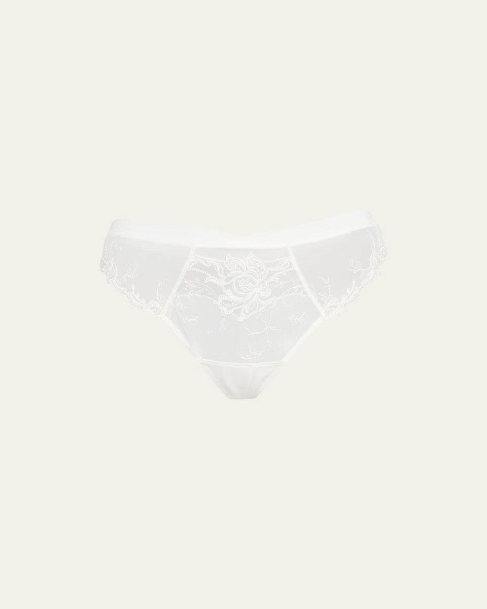 Floral-Embroidered Mesh Thon